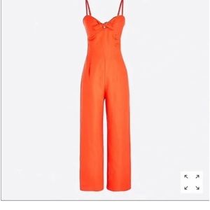 J. Crew Linen Tie-front Wide Leg Jumpsuit Sz 14